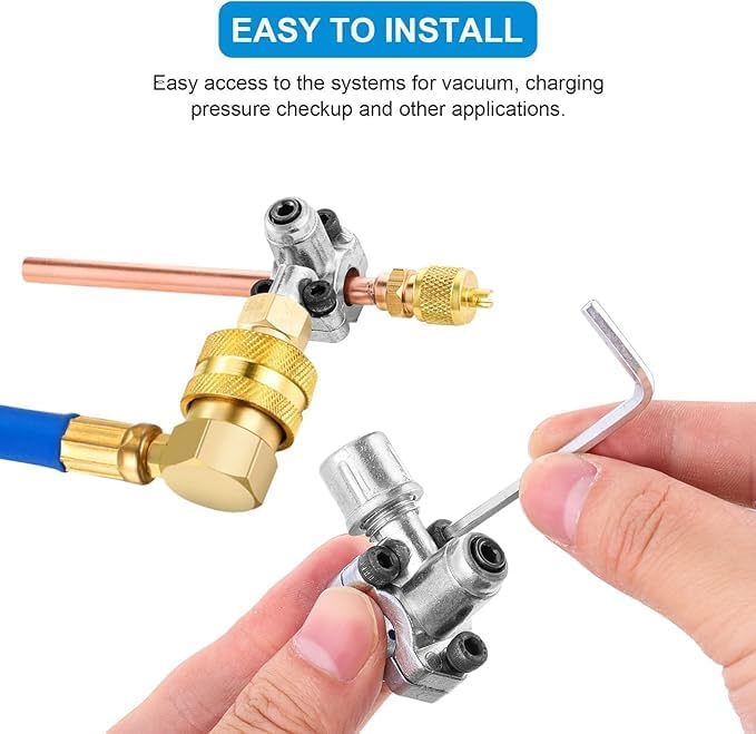 Tigbear Service Access Valves Kit, 20PC Access Service Valve 1/4'' SAE x 1/4'' OD x 3.54'' Stem Core Brass Copper Refrigerator Access Valves Set, Air Conditioner Service Valve Charge Needle Valve - Image 4